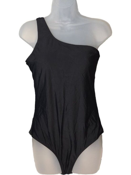 Sporlike Other - Black One Shoulder Swimsuit XL Asymmetrical One Piece Lined Removable Padding